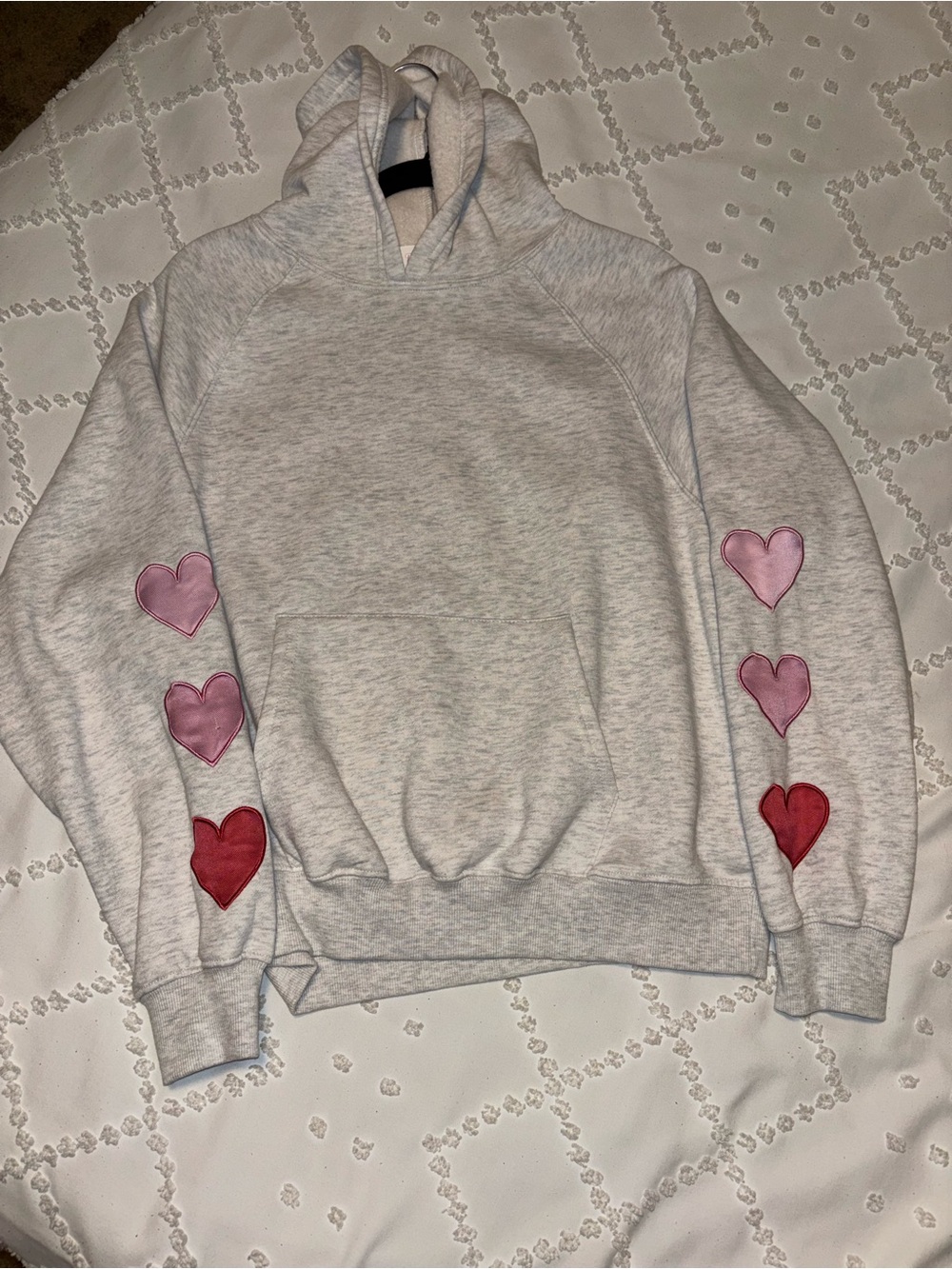 Pink Rose Heart Sleeve Hoodie Size Medium Like New